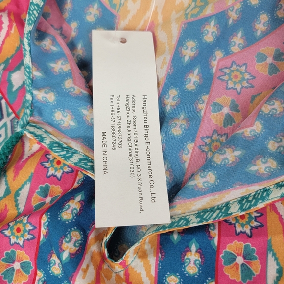 Urban Coco Teal Boho Aztec Pattern Swim Cover-Up Dress With Tassels Sz L NEW - Picture 8 of 9